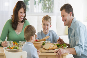 Family eating dinner