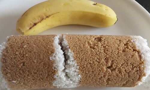 South Indian Cuisine Wheat Puttu with Banana