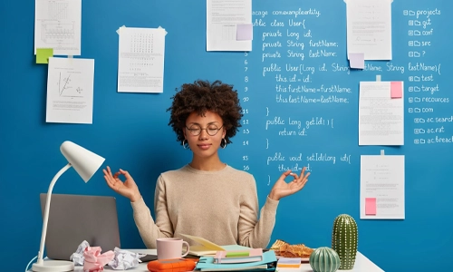 Woman working at a desk