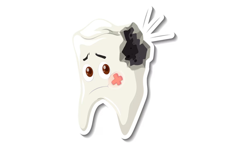 Tooth with cavity