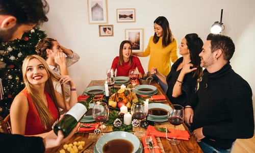 Dinner with family and friends