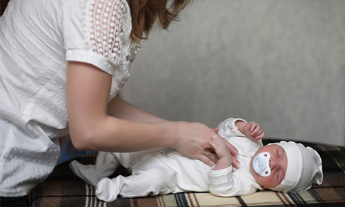 A newborn baby lying